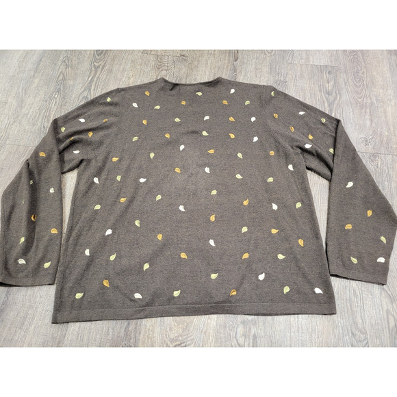 Foxcroft Women's Full Zip Cardigan Sweater Brown Leaves Size XL - Picture 4 of 4